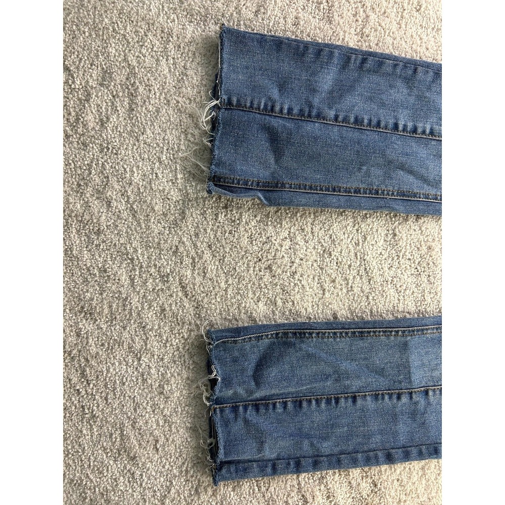 Sky and Sparrow Jeans Womens 1 Blue High Rise Straight Leg Raw Hem Vintage Style - Picture 2 of 12